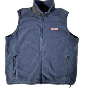 VINEYARD VINES womens fleece vest blue sz large sherpa Coastal Preppy Nautical